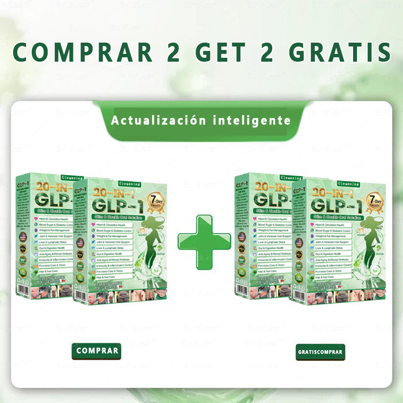 Cleansing® GLP-1 20 en 1 Suplemento Adelgazante (Resultados Visibles en 7 Días) ayuda a mejorar la obesidad, la salud cardiovascular, la diabetes, la salud intestinal, los problemas articulares, una piel más firme y un aumento de energía.