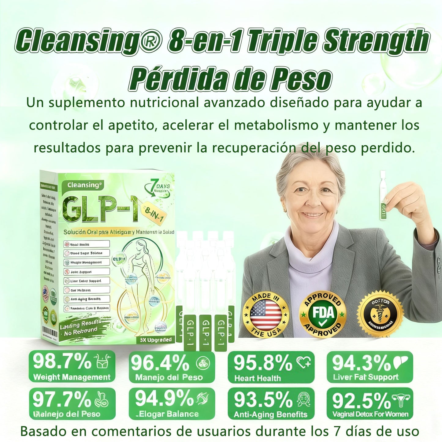 𝑪𝒍𝒆𝒂𝒏𝒔𝒊𝒏𝒈® 𝑮𝑳𝑷-1 8 𝒆𝒏 1 𝑭𝒊𝒕 & 𝑽𝒊𝒕𝒂𝒍 (𝒔𝒐𝒍𝒐 𝒖𝒏𝒂 𝒗𝒆𝒛 𝒂𝒍 𝒅𝒊́𝒂, 𝒄𝒂𝒎𝒃𝒊𝒐𝒔 𝒗𝒊𝒔𝒊𝒃𝒍𝒆𝒔 𝒆𝒏 7 𝒅𝒊́𝒂𝒔) √ 𝑷𝒂𝒓𝒂 𝒐𝒃𝒆𝒔𝒊𝒅𝒂𝒅, 𝒔𝒂𝒍𝒖𝒅 𝒄𝒂𝒓𝒅𝒊𝒐𝒗𝒂𝒔𝒄𝒖𝒍𝒂𝒓, 𝒅𝒊𝒂𝒃𝒆𝒕𝒆𝒔, 𝒂𝒑𝒏𝒆𝒂 𝒅𝒆𝒍 𝒔𝒖𝒆𝒏̃𝒐, 𝒔𝒂𝒍𝒖𝒅 𝒊𝒏𝒕𝒆𝒔𝒕𝒊𝒏𝒂𝒍, 𝒑𝒓𝒐𝒃𝒍𝒆𝒎𝒂𝒔 𝒂𝒓𝒕𝒊𝒄𝒖𝒍𝒂𝒓𝒆𝒔 𝒚 𝒎𝒂́𝒔