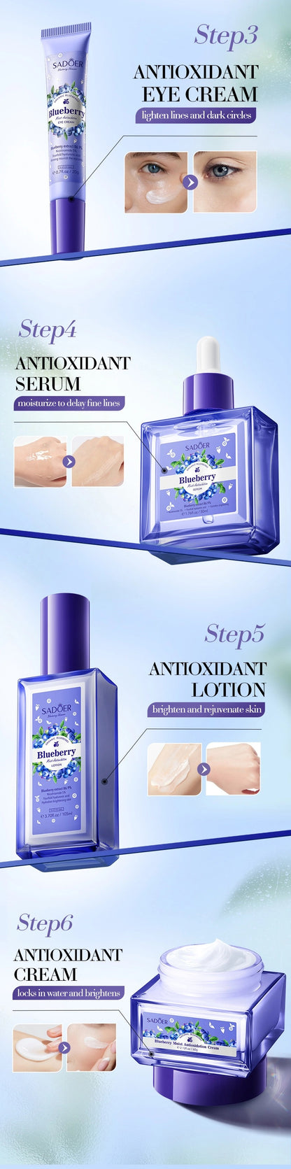 Blueberry Hyaluronic Acid Moisturizing Six-piece Set